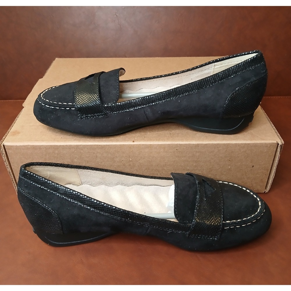 Womens Black Suede Sherpa Slip On Loafers Driving Shoes Size 8 NEW #1171 - Picture 9 of 11